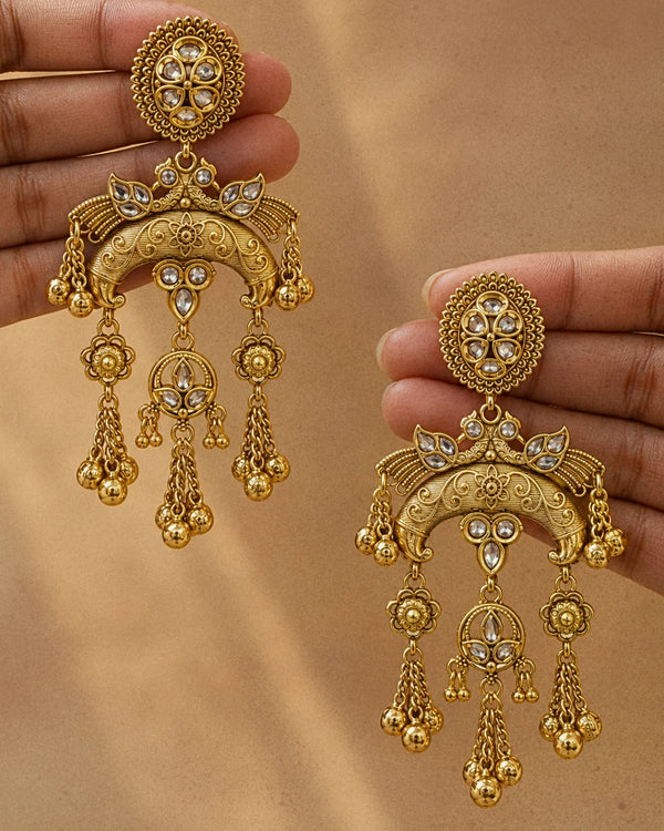 Morni Kundan Chandbali Earrings