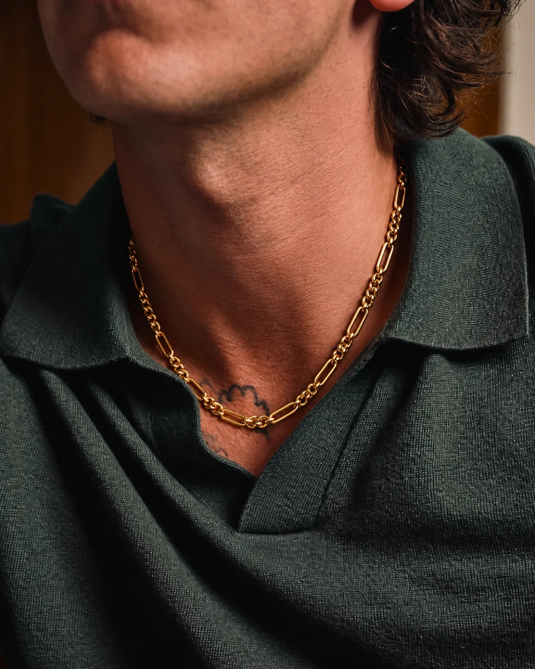 Mixed-Link Figaro Chain Necklace for Men