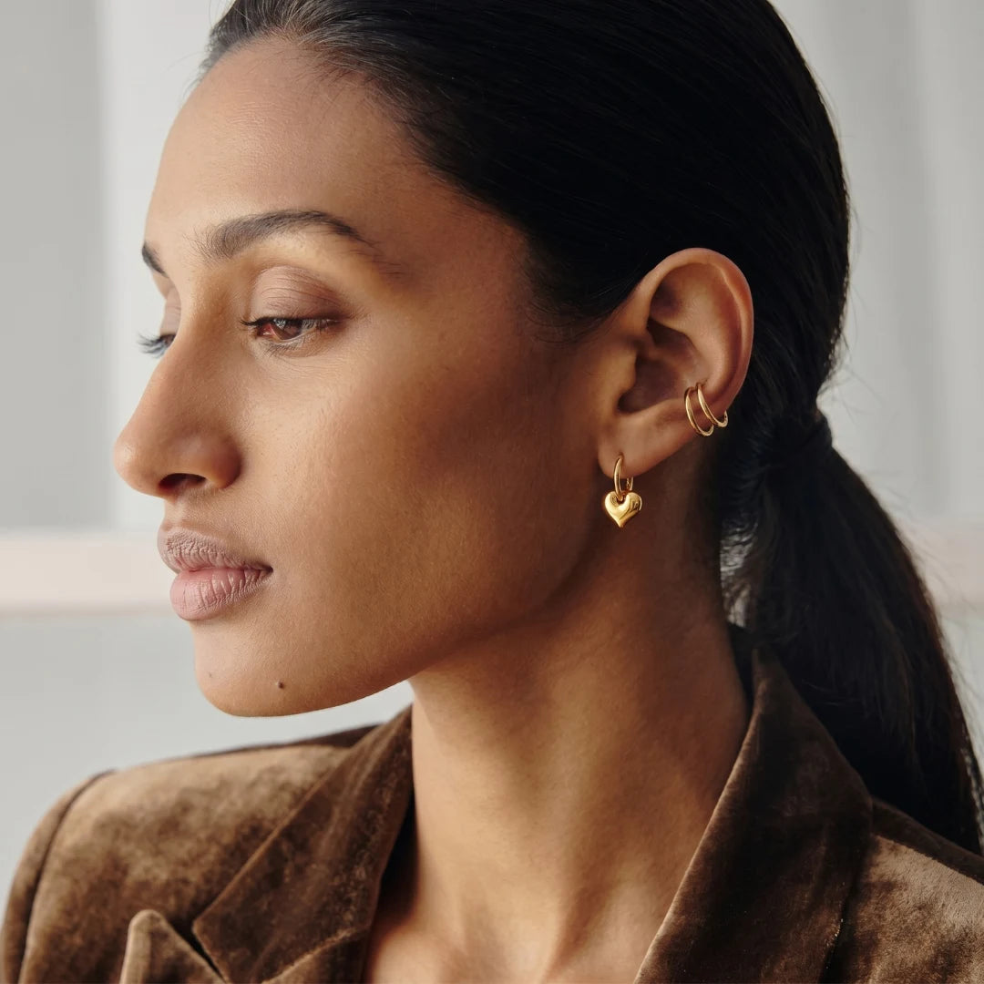 Gold Heart Hoop Earrings