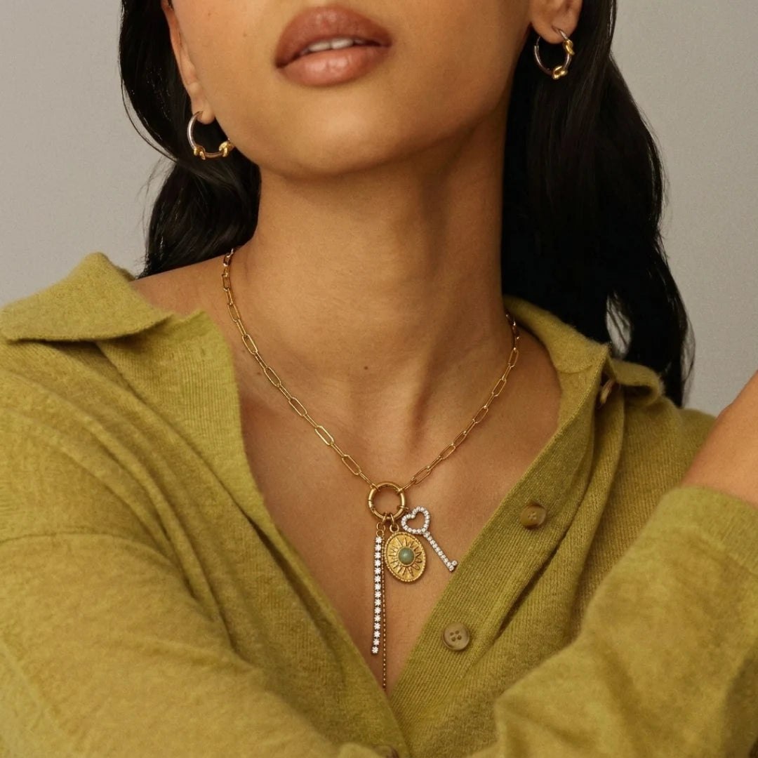 Heart Key Charm Necklace