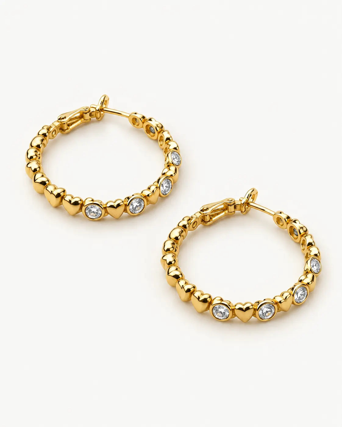 Crystal Heart Beaded Hoop Earrings for Women