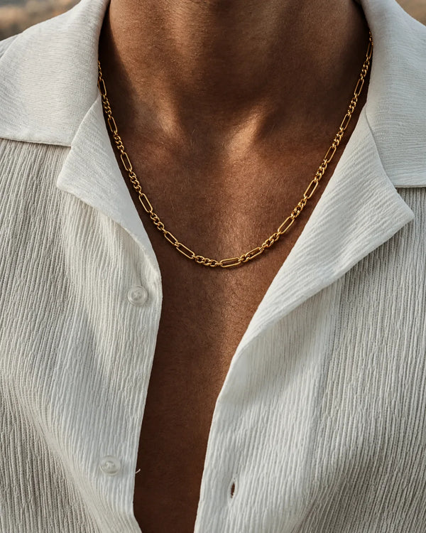 Mixed-Link Figaro Chain Necklace for Men