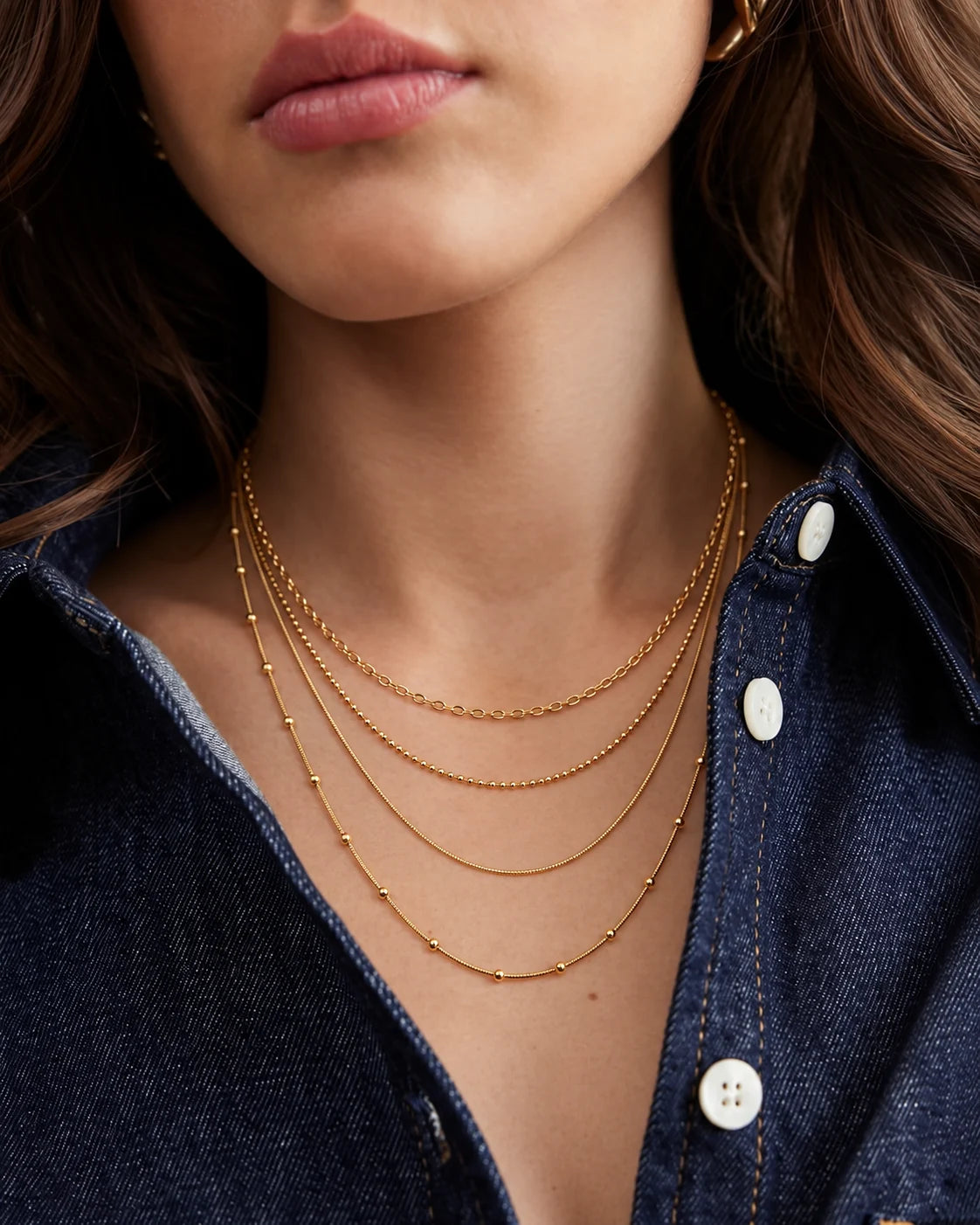 Trio Chain Layered Necklace for Women
